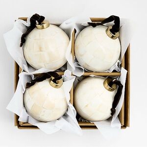 New! Crate&Barrel Natural Bone Holiday Ornaments, Set of 4